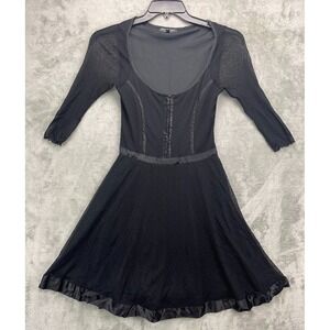 VTG‎ Betsey Johnson Women's Dress Sz S Black Vamp Lace Corset Y2K